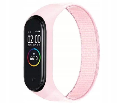 PASEK DO XIAOMI MI BAND 3/4/5/6/7 OPASKA NYLONOWA DO SMARTBAND - JASNORÓŻOWY