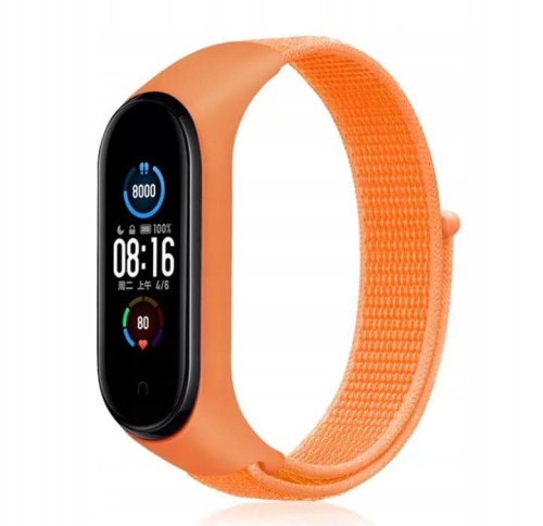 PASEK DO XIAOMI MI BAND 3/4/5/6/7 OPASKA NYLONOWA DO SMARTBAND - POMARAŃCZOWY