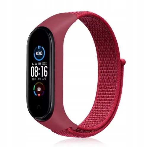 PASEK DO XIAOMI MI BAND 3/4/5/6/7 OPASKA NYLONOWA DO SMARTBAND - CZERWONY