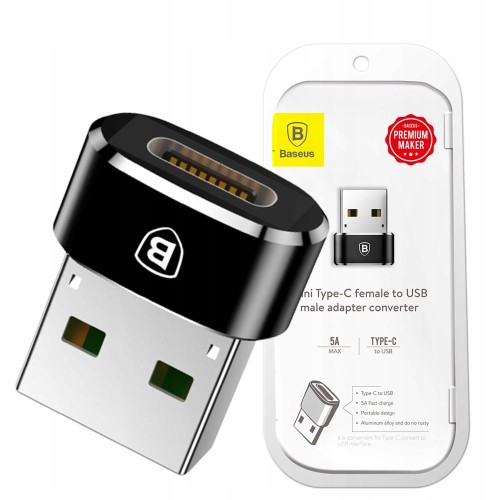 Adapter Baseus Mini przejściówka z USB-C na USB-A - czarny
