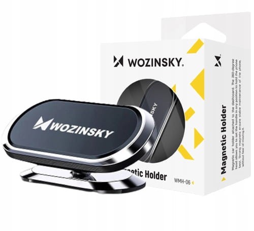 Wozinsky samoprzylepny magnetyczny uchwyt samochodowy 360 na deskę rozdzielczą srebrny