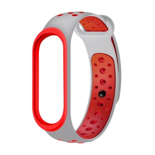 PASEK OPASKA  PERFOROWANA DO MI BAND 3/4 | GRAY RED