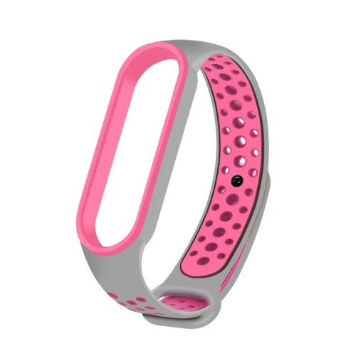 PASEK OPASKA PERFOROWANA DO MI BAND 5/6 | GRAY PINK