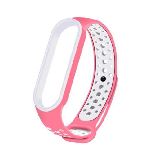 PASEK OPASKA PERFOROWANA DO MI BAND 5/6 | PINK WHITE