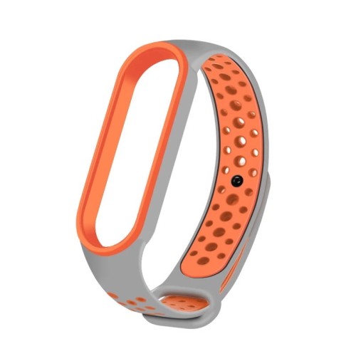 PASEK OPASKA PERFOROWANA DO MI BAND 5/6 | GRAY ORANGE