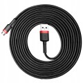 Baseus Cafule Cable wytrzymały nylonowy kabel przewód USB / micro USB 2A 3M czarno-czerwony