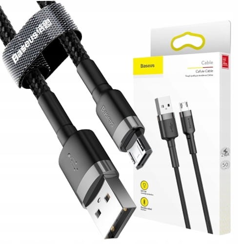 Kabel Baseus Cafule Cable CAMKLF-CG1 USB-A / micro USB 1.5A 2 m - czarno-szary