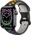 Pasek sportowy do Apple Watch 42/44/45mm | ML - Black + Rainbow