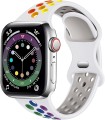 Pasek sportowy do Apple Watch 42/44/45mm | ML - White + Rainbow