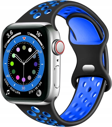 Pasek sportowy do Apple Watch 42/44/45mm | SM - Black + Blue