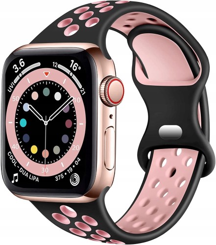 Pasek sportowy do Apple Watch 42/44/45mm | SM - Black + Pink