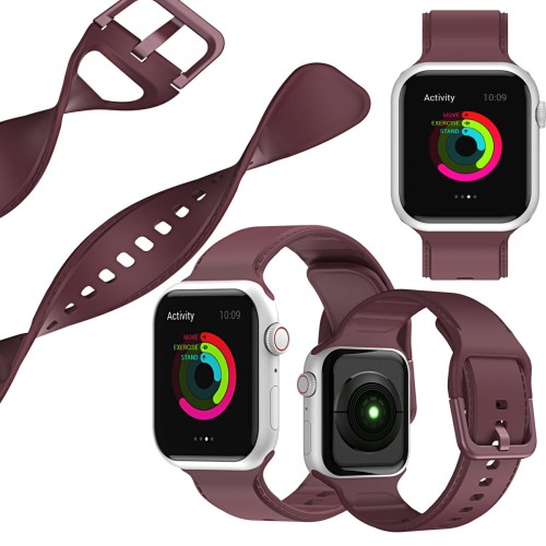Silikonowy pasek do Apple Watch 38/40/41mm - Wine