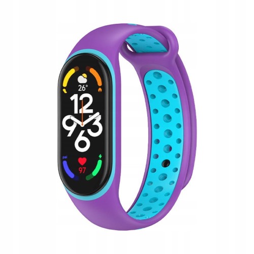 PASEK OPASKA PERFOROWANA DO MI BAND 7/6/5 - PURPLE-BLUE