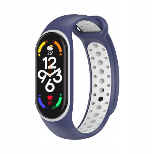 PASEK OPASKA PERFOROWANA DO MI BAND 7/6/5 - BLUE-WHITE