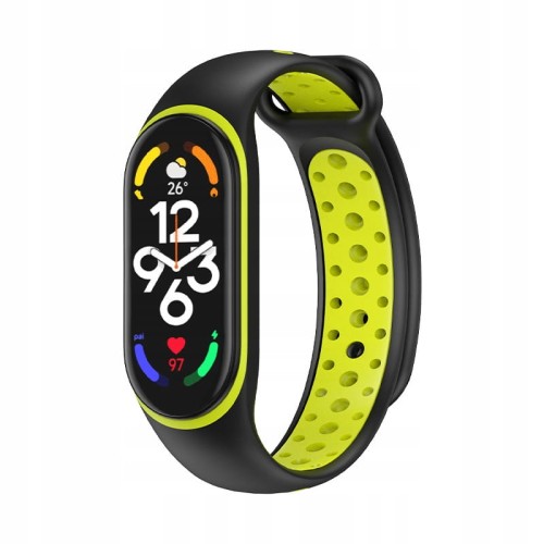 PASEK OPASKA PERFOROWANA DO MI BAND 7/6/5 - BLACK-GREEN