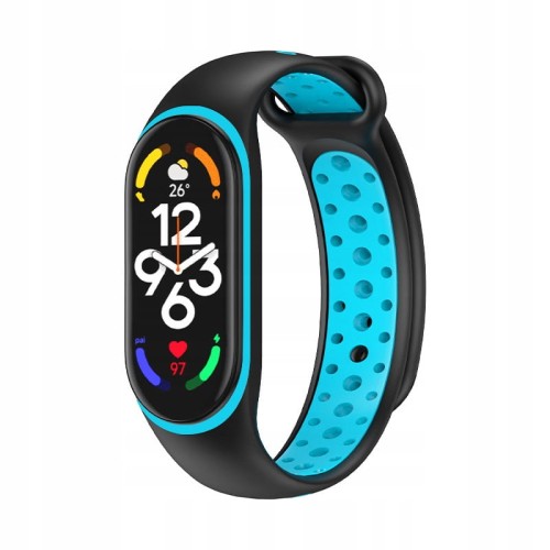 PASEK OPASKA PERFOROWANA DO MI BAND 7/6/5 - BLACK-BLUE