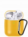 ETUI SILIKONOWE DO AIRPODS 1/2 Z KARABINKIEM - POMARAŃCZOWY