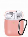 ETUI SILIKONOWE DO AIRPODS 1/2 Z KARABINKIEM - RÓŻOWY
