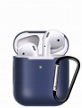 ETUI SILIKONOWE DO AIRPODS 1/2 Z KARABINKIEM - GRANATOWY