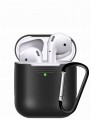 ETUI SILIKONOWE DO AIRPODS 1/2 Z KARABINKIEM - CZARNY