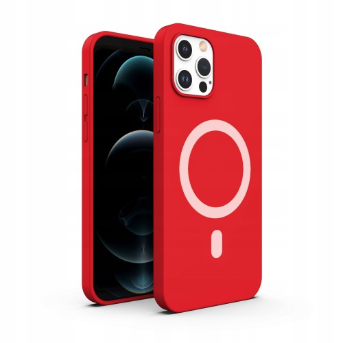 ETUI PREMIUM SILICONE MAGSAFE DO IPHONE 12 PRO MAX - RED