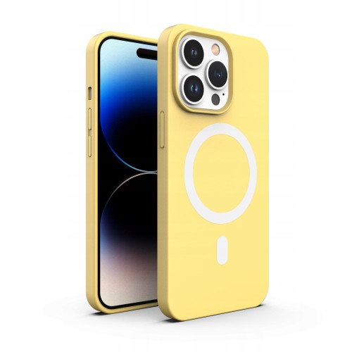 ETUI PREMIUM SILICONE MAGSAFE DO IPHONE 14 PRO - YELLOW