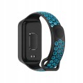 PASEK PERFOROWANY DO XIAOMI REDMI BAND 2 / MI BAND 8 ACTIVE | CZARNO - NIEBIESKI