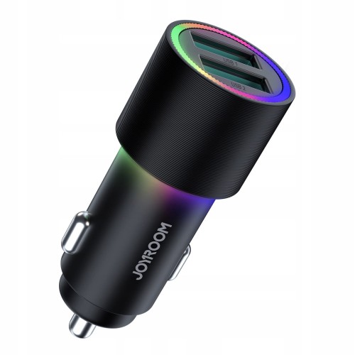 Joyroom samochodowa ładowarka 2 x USB z podświetleniem 24W czarny