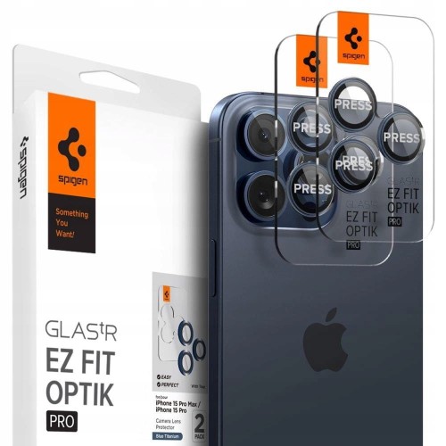SPIGEN SZKŁO NA APARAT DO IPHONE 14 PRO /MAX / 15 PRO / MAX - BLUE TITANIUM