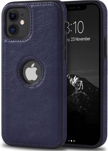 ETUI SKÓRZANE ELEGANCKIE DO IPHONE 11 PREMIUM EKO-SKÓRA - GRANATOWY