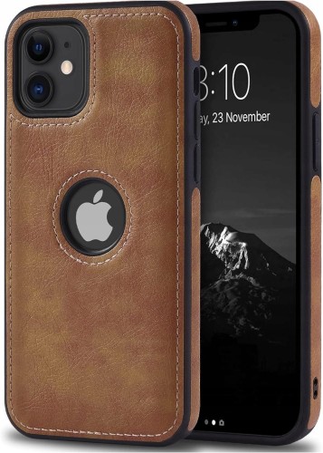 ETUI SKÓRZANE ELEGANCKIE DO IPHONE 12 MINI PREMIUM EKO-SKÓRA - BRĄZOWY