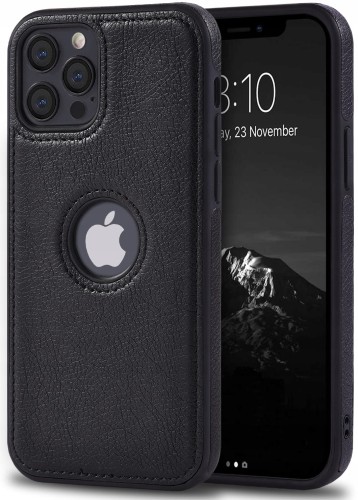 ETUI SKÓRZANE ELEGANCKIE DO IPHONE 12 PRO MAX PREMIUM EKO-SKÓRA - CZARNY