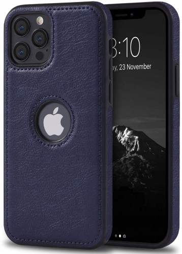 ETUI SKÓRZANE ELEGANCKIE DO IPHONE 12 PRO MAX PREMIUM EKO-SKÓRA - GRANATOWY