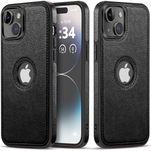 ETUI SKÓRZANE ELEGANCKIE DO IPHONE 15 PLUS PREMIUM EKO-SKÓRA - CZARNY