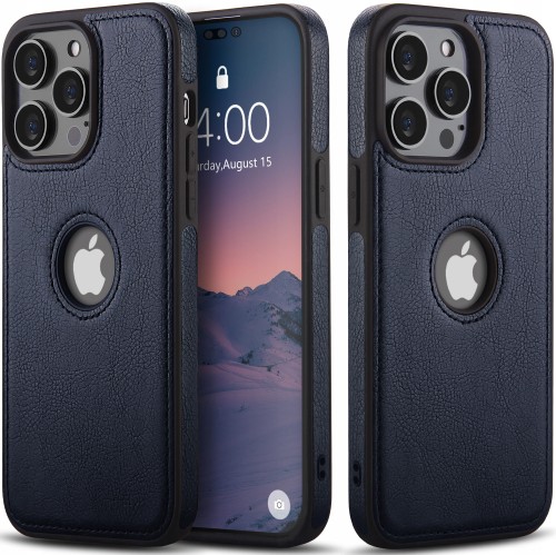 ETUI SKÓRZANE ELEGANCKIE DO IPHONE 13 PRO MAX PREMIUM EKO-SKÓRA - GRANATOWY