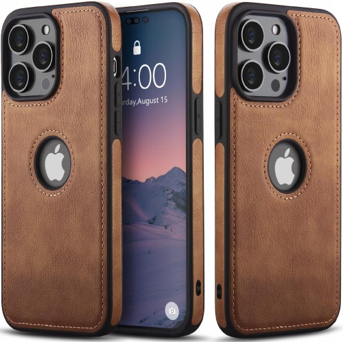ETUI SKÓRZANE ELEGANCKIE DO IPHONE 13 PRO MAX PREMIUM EKO-SKÓRA - BRĄZOWY