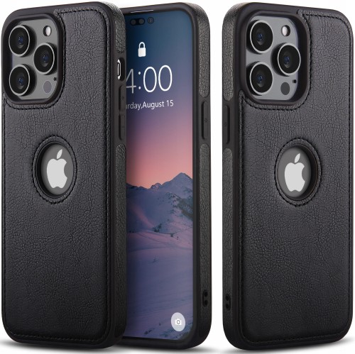 ETUI SKÓRZANE ELEGANCKIE DO IPHONE 13 PRO MAX PREMIUM EKO-SKÓRA - CZARNY