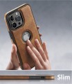 ETUI SKÓRZANE ELEGANCKIE DO IPHONE 14 PRO MAX PREMIUM EKO-SKÓRA - BRĄZOWY