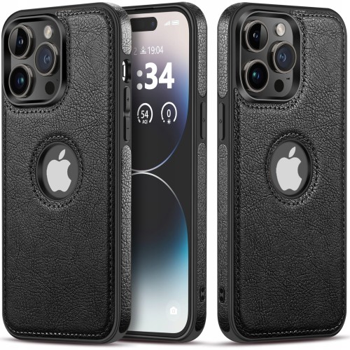 ETUI SKÓRZANE ELEGANCKIE DO IPHONE 15 PRO MAX PREMIUM EKO-SKÓRA - CZARNY