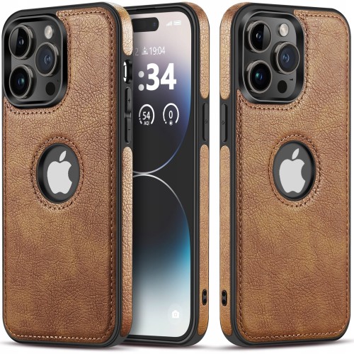 ETUI SKÓRZANE ELEGANCKIE DO IPHONE 15 PRO MAX PREMIUM EKO-SKÓRA - BRĄZOWY