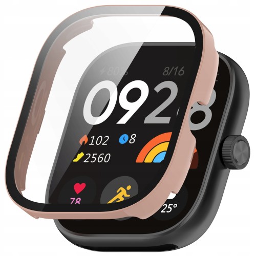 ETUI OCHRONNE + SZKŁO HARTOWANE 2W1 DO XIAOMI REDMI WATCH 4 - RÓŻOWE