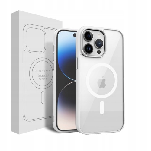  ETUI DO IPHONE 15 PRO MAX PRZEŹROCZYSTE MAGNETYCZNE DO MAGSAFE | BIAŁY