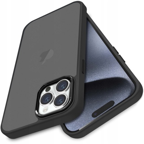 ETUI MATOWE Z RAMKĄ NA APARAT DO IPHONE 15 PRO - BLACK