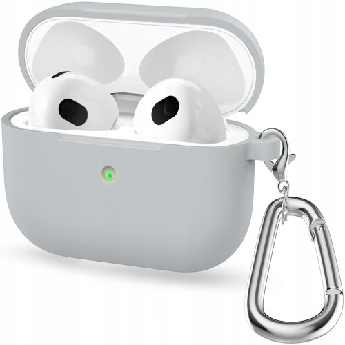 ETUI SILIKONOWE DO APPLE AIRPODS PRO 1 COVER CASE KARABIŃCZYK - LIGHT GRAY