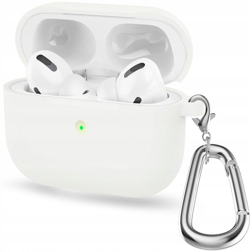 ETUI SILIKONOWE DO APPLE AIRPODS PRO 1 COVER CASE KARABIŃCZYK - WHITE