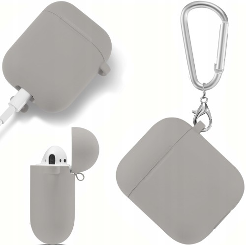 ETUI SILIKONOWE DO APPLE AIRPODS 1/2 COVER CASE KARABIŃCZYK - DARK GRAY