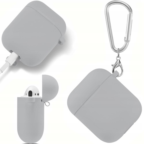 ETUI SILIKONOWE DO APPLE AIRPODS 1/2 COVER CASE KARABIŃCZYK - LIGHT GRAY