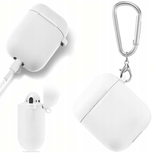 ETUI SILIKONOWE DO APPLE AIRPODS 1/2 COVER CASE KARABIŃCZYK - WHITE