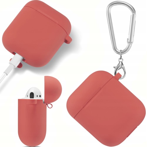 ETUI SILIKONOWE DO APPLE AIRPODS 1/2 COVER CASE KARABIŃCZYK - ROSE RED