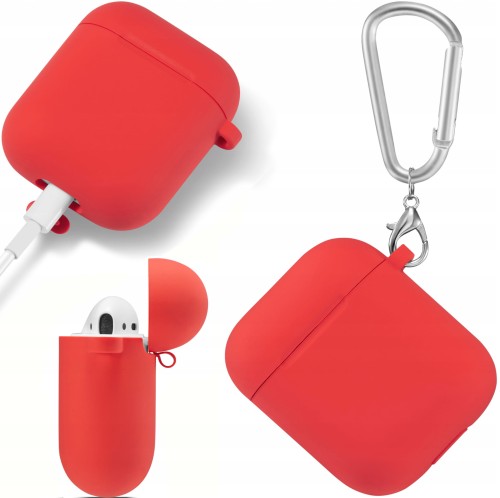 ETUI SILIKONOWE DO APPLE AIRPODS 1/2 COVER CASE KARABIŃCZYK - RED